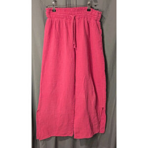 Magaschoni Organic Cotton Gauze Pants Woman's Medium Pink Wide Leg
